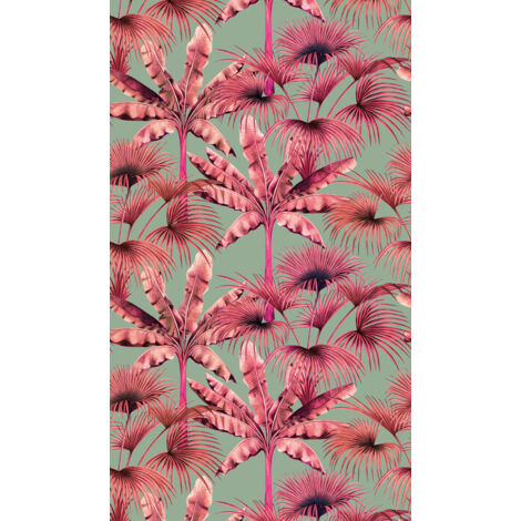 papier peint panoramique jungle bleu, rose et rose - Livingwalls (1/3)