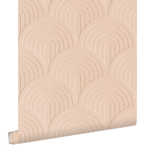 papier peint effet 3D rose pêche - ESTAhome (1/5)