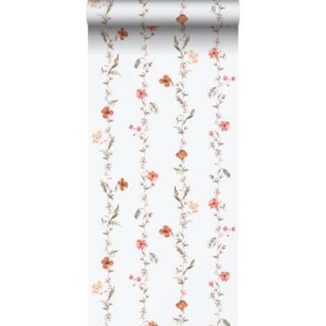 papier peint fleurs orange et blanc  - Sanders & Sanders (1/5)