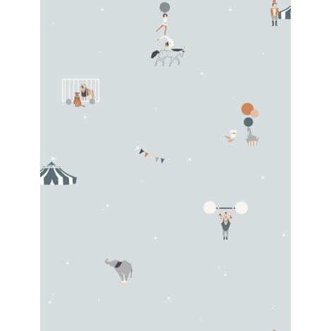 papier peint l'univers du cirque bleu gris - Sanders & Sanders (1/2)
