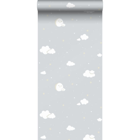 papier peint petits nuages vert grisé et blanc  - Sanders & Sanders (1/5)