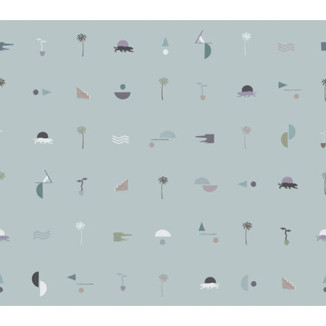 papier peint panoramique symboles bleu gris - Sanders & Sanders (1/2)
