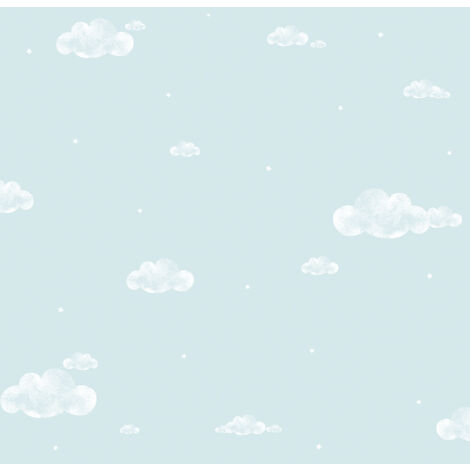 papier peint petits nuages bleu clair et blanc  - Sanders & Sanders (1/3)