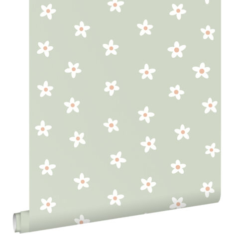 papier peint marguerites vert - ESTAhome (1/5)