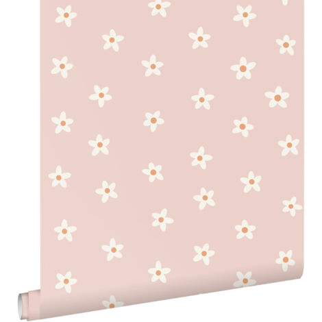 papier peint marguerites rose  - ESTAhome