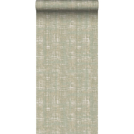 papier peint effet lin vert grisé - Sanders & Sanders (1/5)