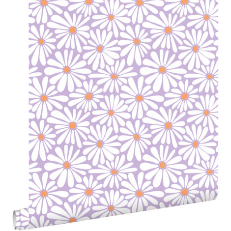 papier peint marguerites lilas violet et orange  - ESTAhome (1/5)