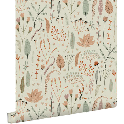 papier peint fleurs des champs bleu gris  - ESTAhome