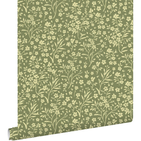 papier peint fleurs vert - ESTAhome (1/5)