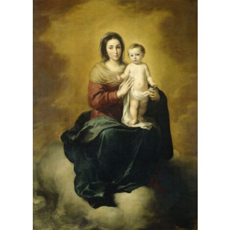 papier peint panoramique Vierge à l'Enfant de Bartolomé Esteban Murillo marron et jaune - Sanders & Sanders (1/3)
