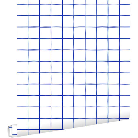 papier peint à damier bleu et blanc - ESTAhome (1/5)