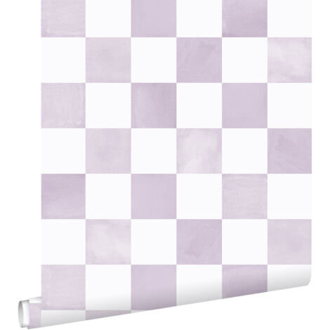 papier peint à damier lilas violet et blanc - ESTAhome (1/5)