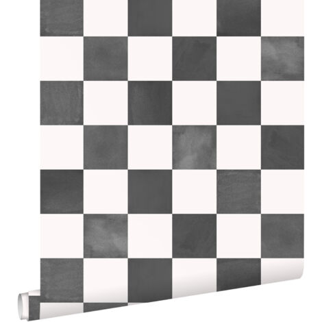 papier peint à damier noir et blanc  - ESTAhome (1/5)