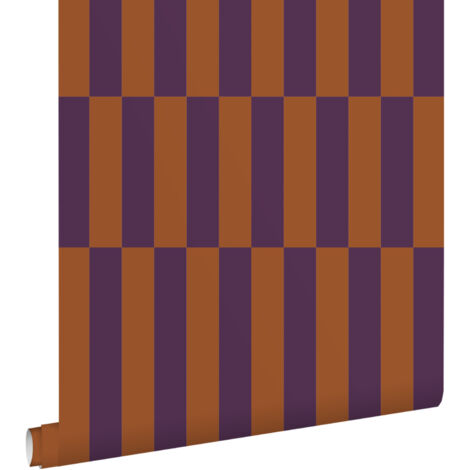 papier peint à rayures terracotta et violet foncé  - ESTAhome (1/5)