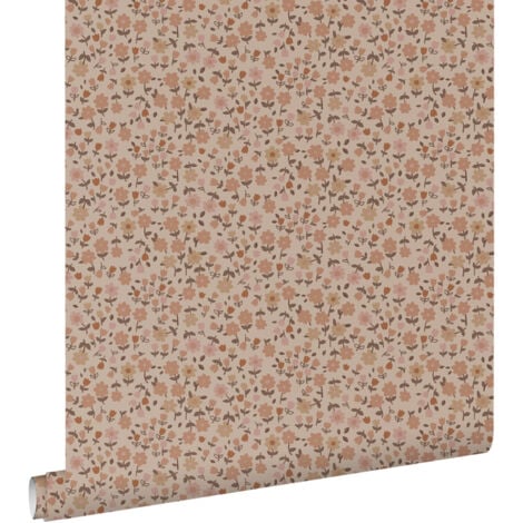 papier peint fleurs rose terracotta - ESTAhome