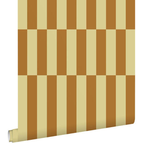 papier peint à rayures marron et sable beige - ESTAhome (1/5)