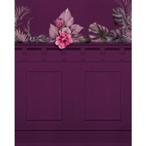 papier peint panoramique lambris violet aubergine - Komar (1/3)