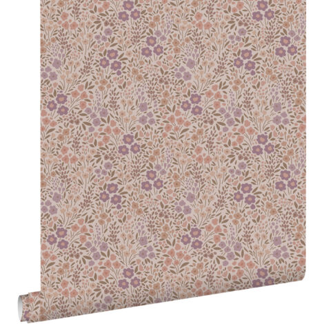 papier peint fleurs mauve violet - ESTAhome