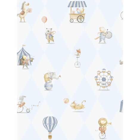 papier peint l'univers du cirque bleu clair et blanc  - Sanders & Sanders (1/3)