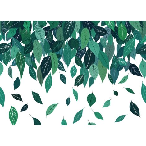 papier peint panoramique feuilles vert et blanc - Komar (1/4)