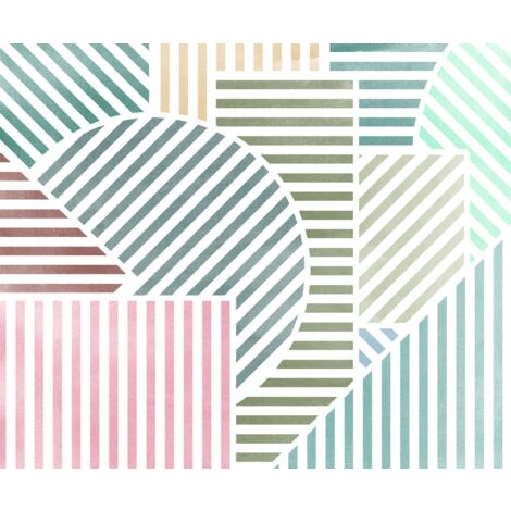 papier peint panoramique lignes graphiques multicolore - Komar (1/3)