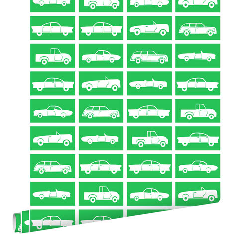 papier peint voitures vert - ESTAhome (1/5)