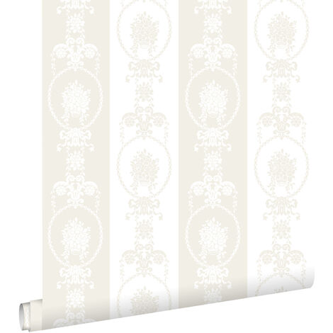 papier peint baroque blanc et argent  - ESTAhome (1/5)