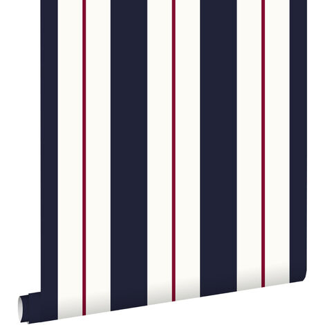 papier peint à rayures bleu et rouge - ESTAhome (1/5)
