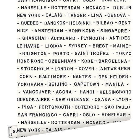 papier peint villes portuaires blanc cassé et noir - ESTAhome (1/5)