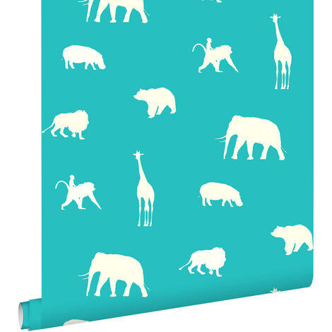 papier peint animaux turquoise - ESTAhome (1/5)