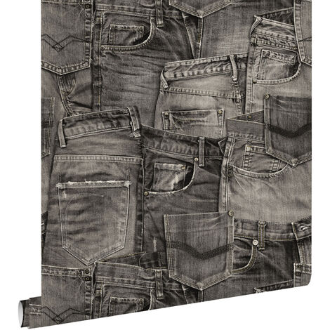 papier peint tissu de jeans noir  - ESTAhome (1/5)
