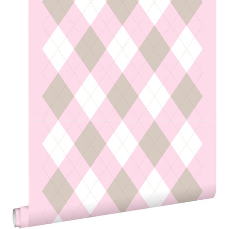 papier peint vichy rose doux  - ESTAhome (1/5)