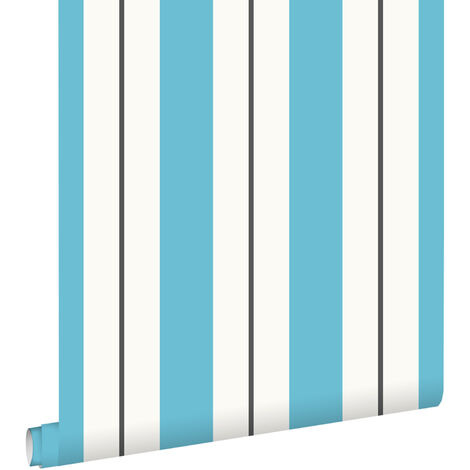 papier peint à rayures turquoise et gris - ESTAhome (1/5)