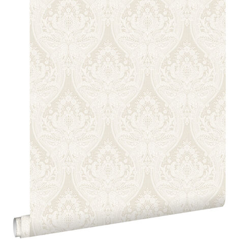 papier peint baroque gris chaud et couleur sable - ESTAhome (1/5)