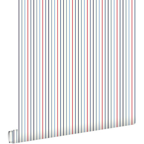 papier peint à rayures bleu et rouge  - ESTAhome (1/5)