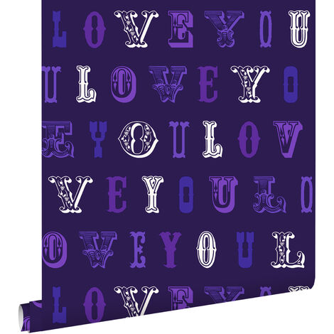 papier peint love you - citations violet  - ESTAhome (1/3)