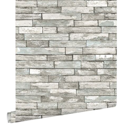 papier peint imitation bois blanc et bleu clair - ESTAhome (1/5)