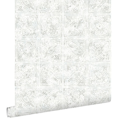 papier peint carreaux de ciment gris clair - ESTAhome (1/5)