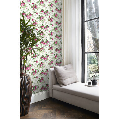 papier peint roses rose  - Origin Wallcoverings