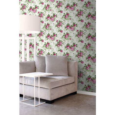 papier peint roses rose  - Origin Wallcoverings