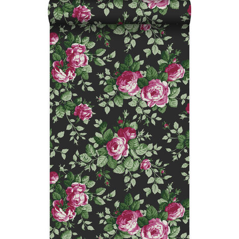 papier peint roses noir et rose - Origin Wallcoverings (1/5)