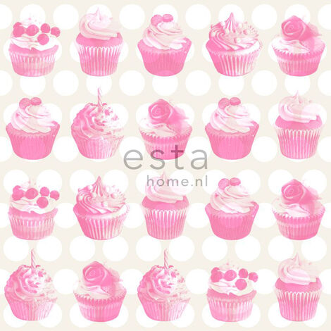 Papier peint vintage Cupcake : frise murale papier peint cuisine