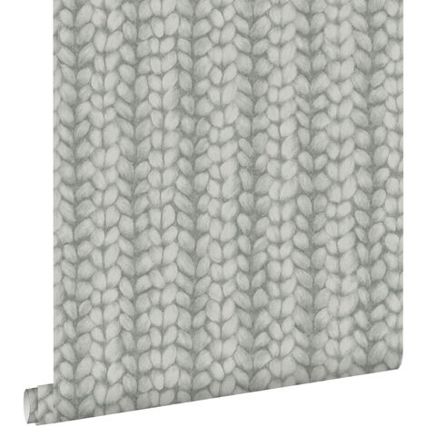 papier peint tricot grossier gris foncé - ESTAhome (1/5)