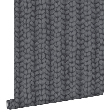 papier peint tricot grossier noir  - ESTAhome (1/5)