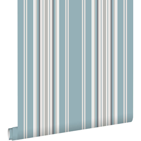 papier peint à rayures vintage bleu et gris  - ESTAhome (1/5)
