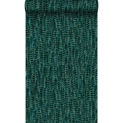 papier peint plumes vert émeraude - Origin Wallcoverings (1/5)