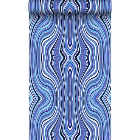 papier peint lignes graphiques bleu et turquoise - Origin Wallcoverings (1/5)