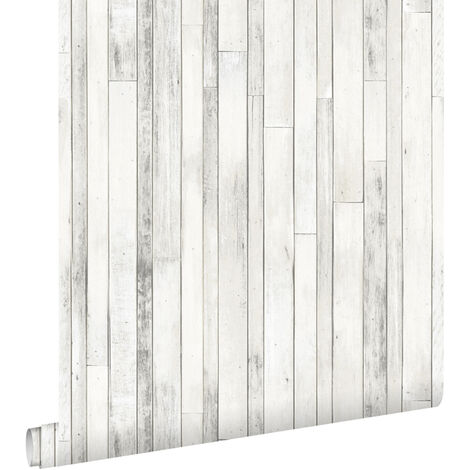 papier peint imitation bois vieux blanc - ESTAhome (1/5)
