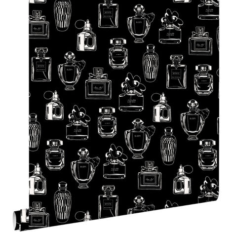 papier peint bouteilles de parfum noir et blanc  - ESTAhome (1/5)