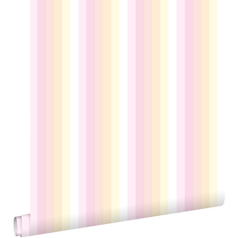 papier peint rayures arc-en-ciel rose clair et beige  - ESTAhome (1/5)